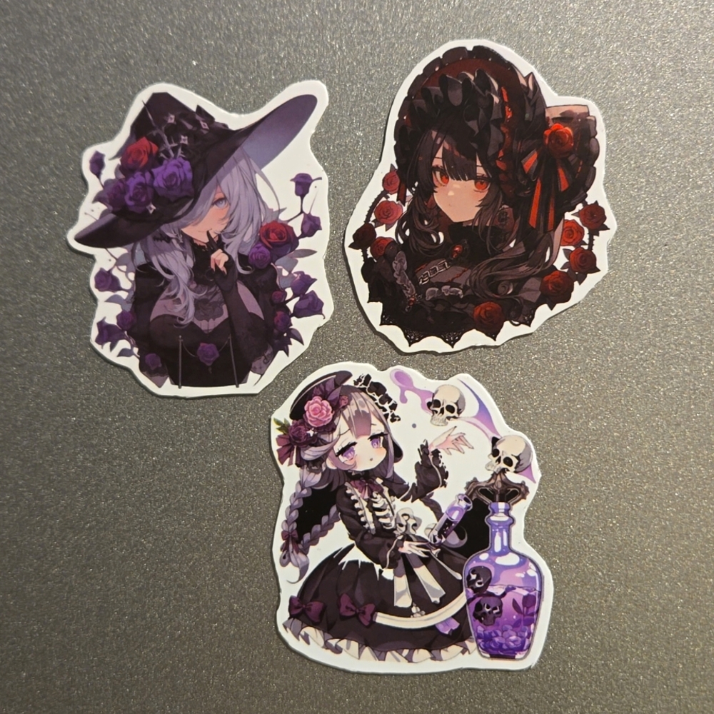 Witchy Goth Anime Girl Magnets Custom Handmade Refrigerator Accessories